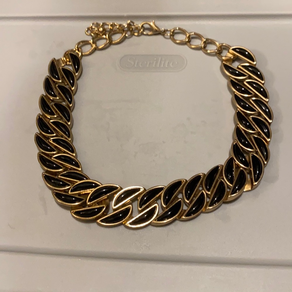 Black and gold chunky statement necklace